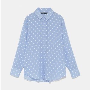 Zara Polka Dot Embroidery Blouse